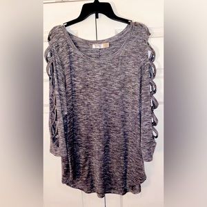 Long-Sleeve Trendy 1X Soft, Grey Top